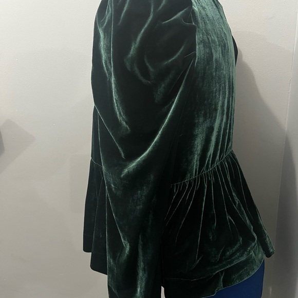 Maeve Deep Green Velvet Blouse - Picture 3 of 6